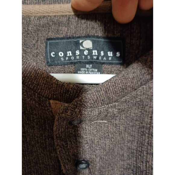Vintage NWT Consensus XLT Mens Long sleeve Pullover Sweater Henley Walnut-Marl - Picture 4 of 5